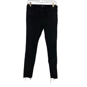 Dear John Black Distressed Skinny Jeans Size 28 Raw Hem Stretch Low Rise